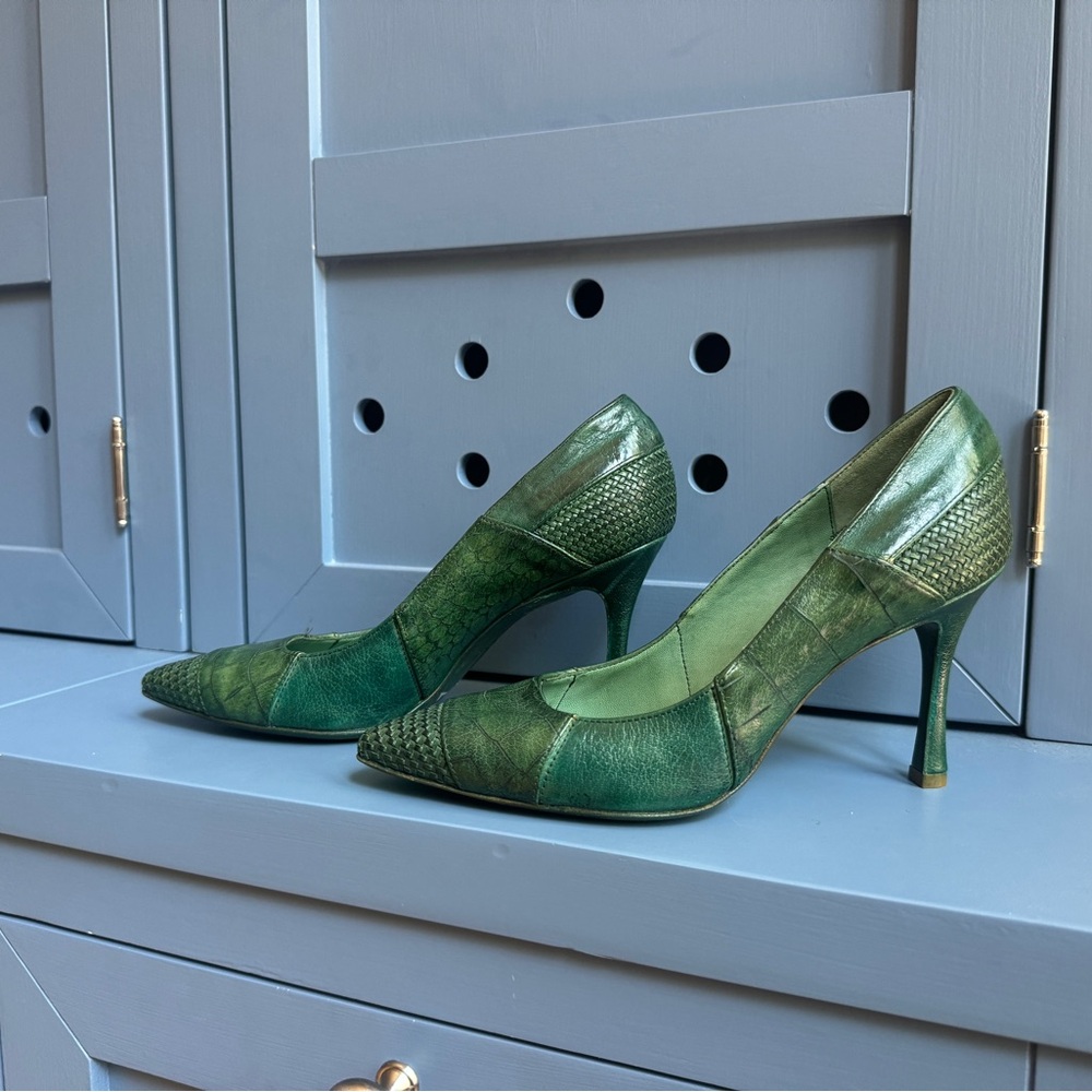 Emerald Green Fauzian Jeunesse Leather Heels